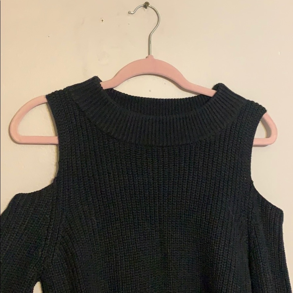 Black cold shoulder sweater